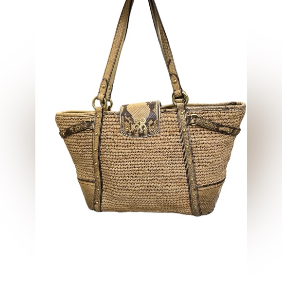 Coach Natalie Weekender Straw Shoulder Bag Tote - Picture 2 of 16